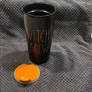 Rae Dunn Black Mug with Orange Witch's Brew Design